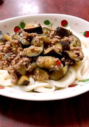 茄子とひき肉の汁なし坦々うどん-レシピのメイン写真