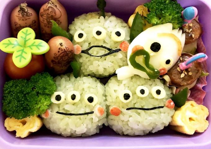 リトルグリーンメンとフォーキーのキャラ弁 by かにゃびび  