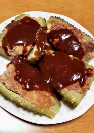 ゴーヤハンバーグ（肉詰め）-レシピのメイン写真