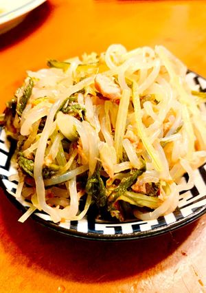 水菜としらたきの梅炒め-レシピのメイン写真