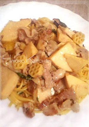 豚肉とタケノコの梅しそパスタ-レシピのメイン写真