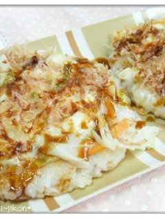 押し麦を使ったライスピザ お好み焼き風-レシピのメイン写真