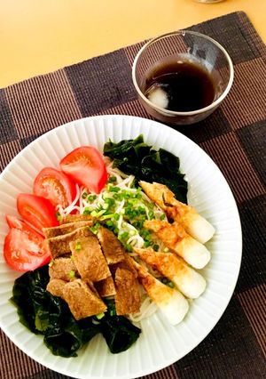 1人分レシピ：ひえ麺で冷やしきつねうどん-レシピのメイン写真