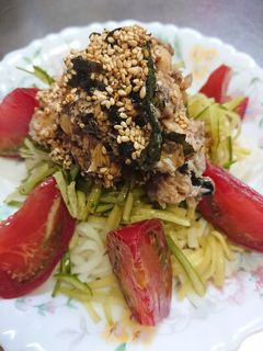 キュウリたっぷりヘルシーサラダうどん-レシピのメイン写真