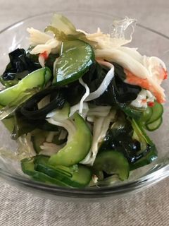 1:1:1で簡単 きゅうりと海藻の酢の物-レシピのメイン写真