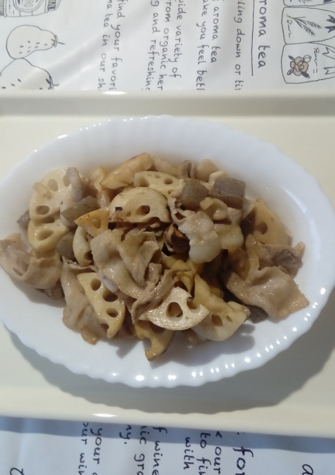 蓮根、蒟蒻、豚薄切りのさっぱり煮。-レシピのメイン写真