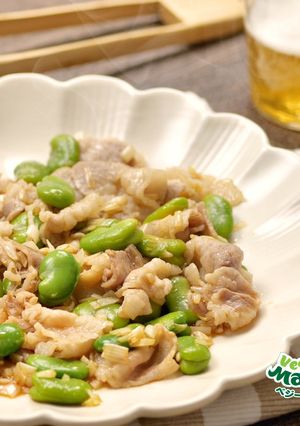 そら豆と豚肉のピリ辛ラー油炒め-レシピのメイン写真