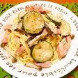 ズッキーニキノコベーコンのクリームパスタ