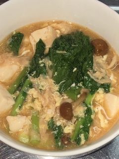 湯葉と卵と押し麦のピリ辛スープ-レシピのメイン写真