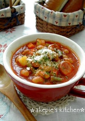 大豆＆いろいろ野菜ミネストローネ風スープ-レシピのメイン写真