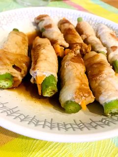 オクラとインゲンの肉巻き-レシピのメイン写真