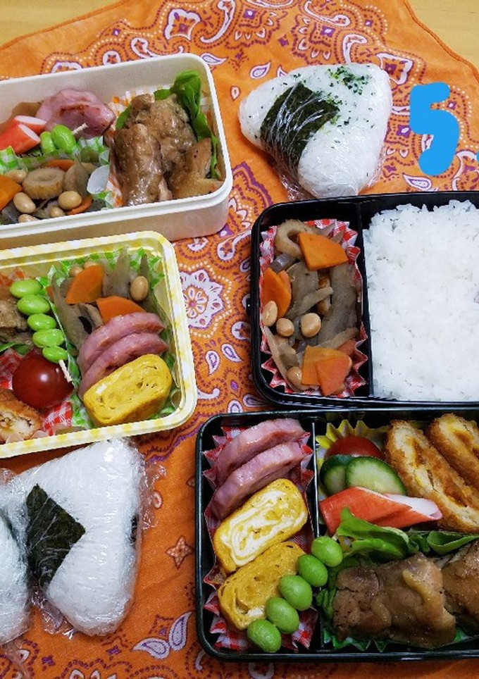 おとうさんと子どもたち弁当。5/22-レシピのメイン写真