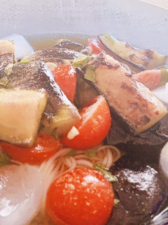 ナスとプチトマトのお素麺-レシピのメイン写真