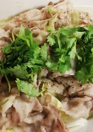 時短!豚バラとキャベツのレンチン蒸し-レシピのメイン写真