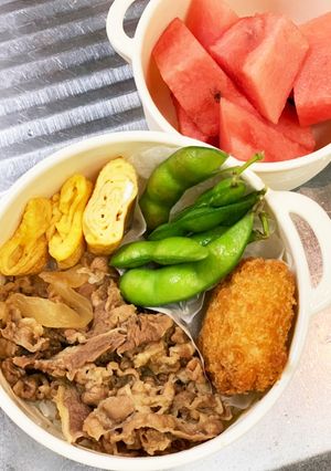 夏休み 小学生 牛丼 弁当-レシピのメイン写真
