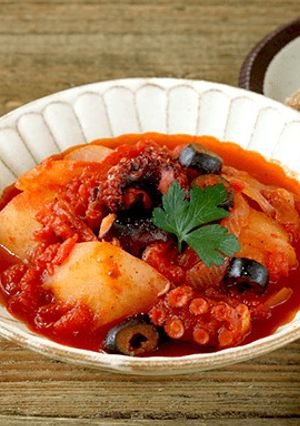 たことじゃがいものトマト煮-レシピのメイン写真
