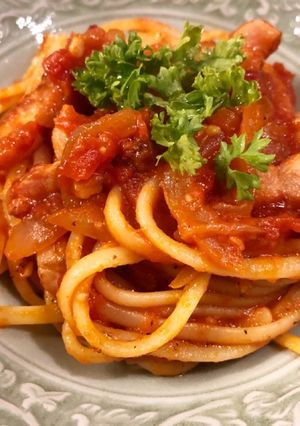 定番のトマトパスタ♫アマトリチャーナ-レシピのメイン写真