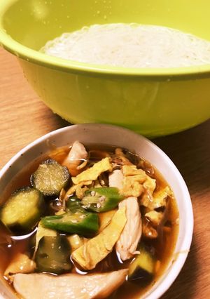 ナスとオクラの韓国風煮びたしそうめん-レシピのメイン写真