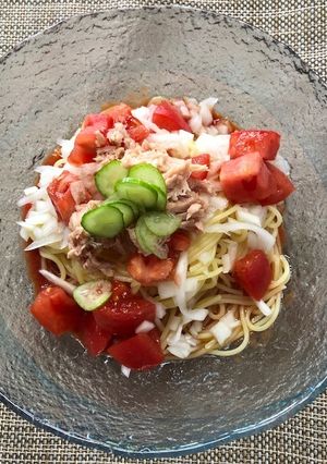 トマトジュースの冷たいパスタ-レシピのメイン写真