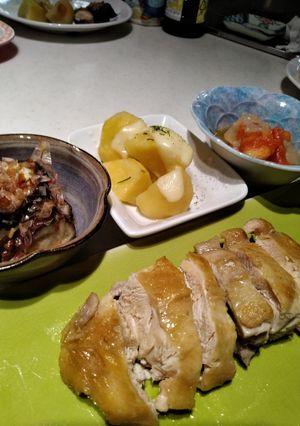 チキンソテー、ナス浸し、いもチ、トマト煮-レシピのメイン写真