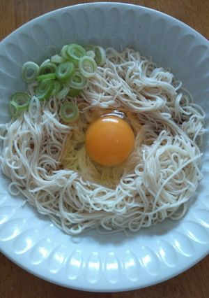 簡単！絶品！冷やし釜玉そうめん♪-レシピのメイン写真
