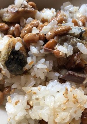 納豆とサバの立田揚げのご飯（リメイク）-レシピのメイン写真