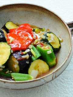 夏野菜のエスニック風味の揚げ浸し-レシピのメイン写真
