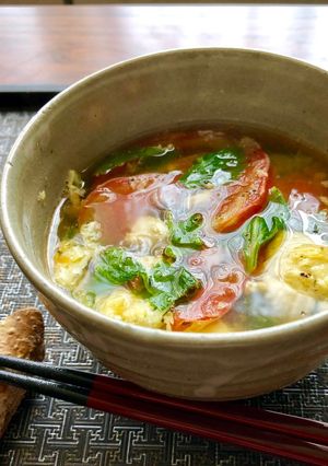 トマト・セロリ・卵の生姜コンソメスープ-レシピのメイン写真