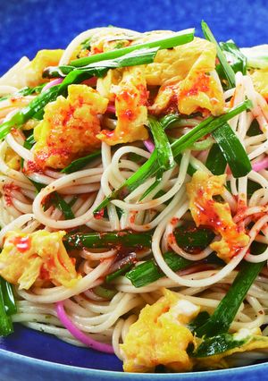 スタミナ麺！ニラ玉そうめんチャンプル-レシピのメイン写真