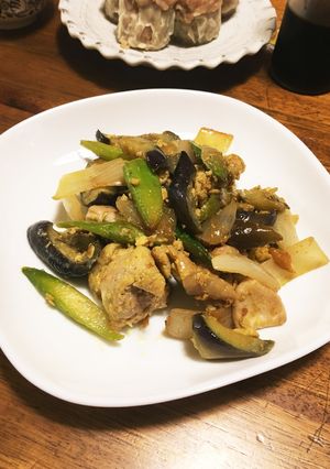 夏野菜と鶏肉のカレー風味炒めアジア風。-レシピのメイン写真