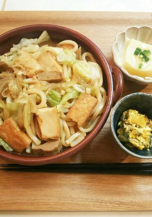 夕飯 餡かけキャベツ 焼うどん黒はんぺん-レシピのメイン写真