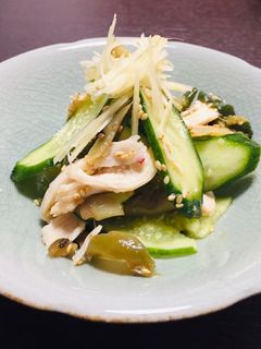 胡瓜と搾菜とサラダチキンのあえもん-レシピのメイン写真