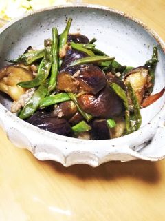 夏野菜ナスとインゲンの炒め煮-レシピのメイン写真
