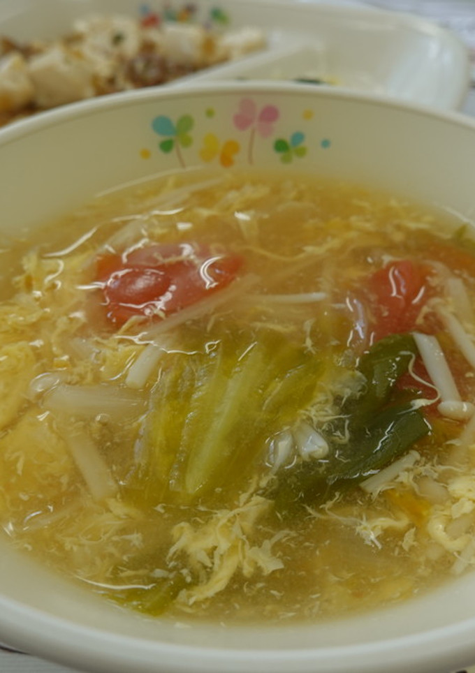 【学校給食】卵とトマトのスープ-レシピのメイン写真