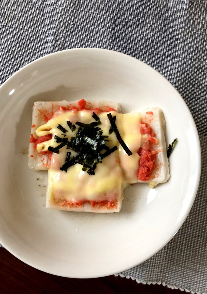 簡単 餅とタラコでピザ風に-レシピのメイン写真