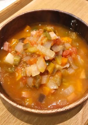 ミネストローネ 無水料理（生トマト)-レシピのメイン写真