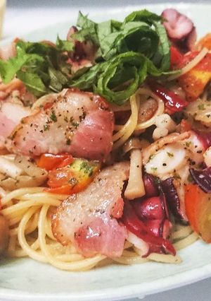 【男飯】タコのスパゲッティ【アヒージョ】-レシピのメイン写真