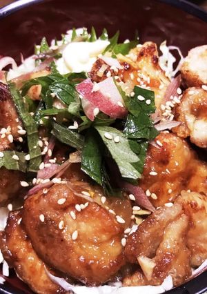 鶏唐揚げの簡単黒酢がけ丼-レシピのメイン写真