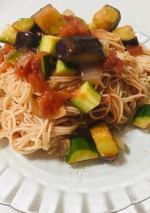 夏の洋風冷製トマトそうめん-レシピのメイン写真