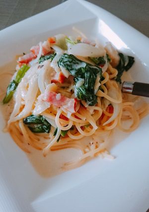お手軽あっさりホタテのクリームパスタ-レシピのメイン写真