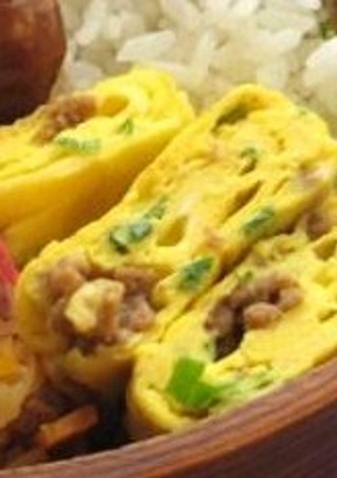 ミンチとネギのたまご焼き（お弁当）-レシピのメイン写真