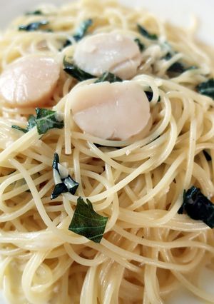 爽やか!ホタテと大葉のクリームパスタ-レシピのメイン写真