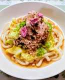 簡単ランチ！春キャベツ新玉ねぎ豚肉うどん