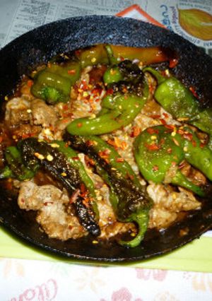万願寺唐辛子と豚ロース薄切り肉白味噌炒め-レシピのメイン写真