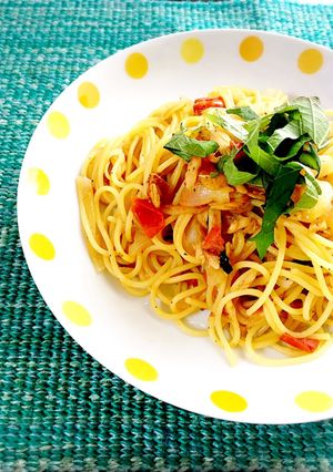 簡単♪ツナとトマトの和風しそパスタ♡-レシピのメイン写真