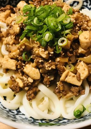肉味噌風の冷やし麻婆豆腐うどん-レシピのメイン写真