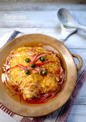 カニかまで！かに玉あんかけご飯☆天津飯風-レシピのメイン写真