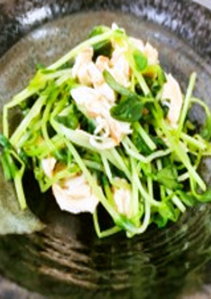 豆苗とささみの梅サラダ-レシピのメイン写真