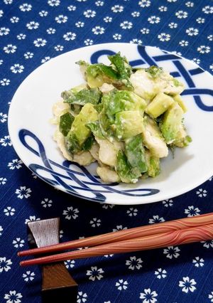 レンチンde鶏肉とアボカドの味噌マヨ和え-レシピのメイン写真