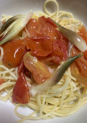 冷たいミニトマトベースのスパゲッティー-レシピのメイン写真